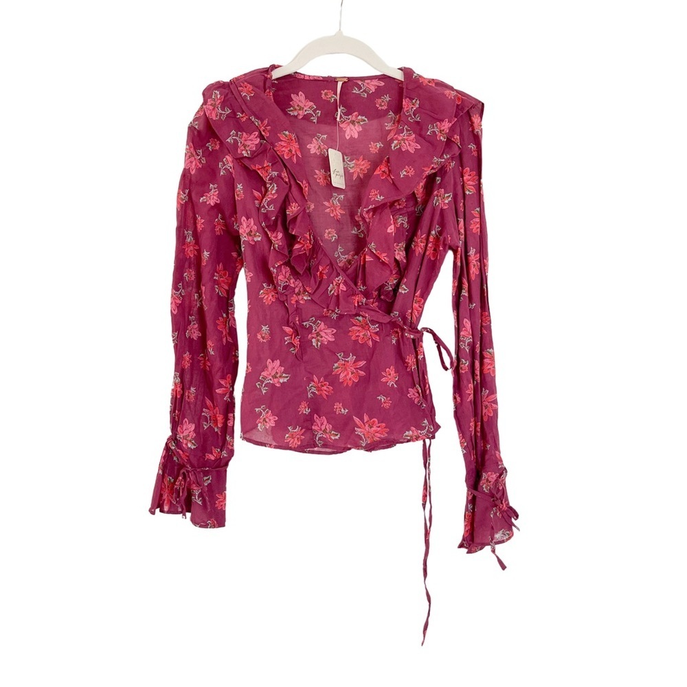 Free People Amanda Ruffle Top Sultry Combo Size XS NWT - Picture 7 of 9